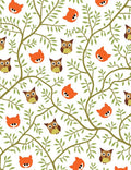 Whimsical Fox Owl Tree Branches Rug