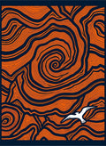 Orange Swirls With White Bird Rug