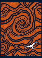 Orange Swirls With White Bird Rug