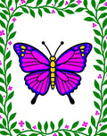 Vibrant Pink Butterfly Garden Frame Rug