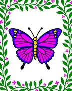 Vibrant Pink Butterfly Garden Frame Rug