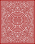 Crimson Labyrinthic Square Medallion Rug