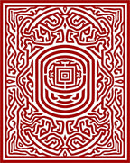 Crimson Labyrinthic Square Medallion Rug