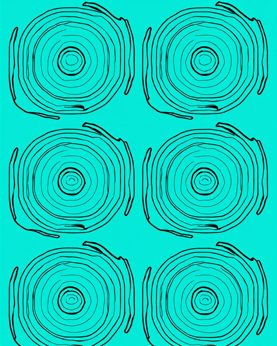 Teal Black Concentric Rings Medallion Rug