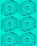 Teal Black Concentric Rings Medallion Rug