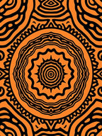 Bold Orange Black Tribal Mandala Rug