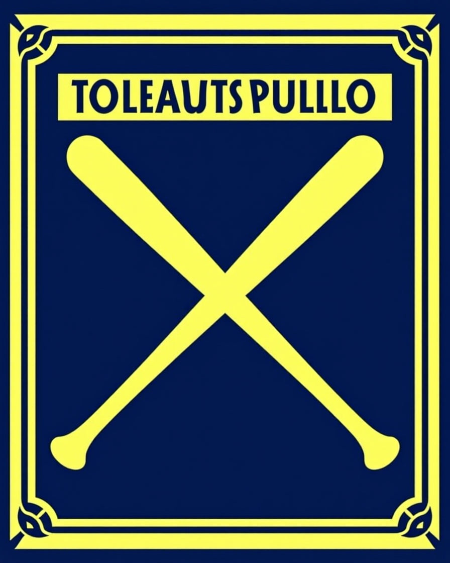Navy Yellow Crossed Bats Emblem Rug