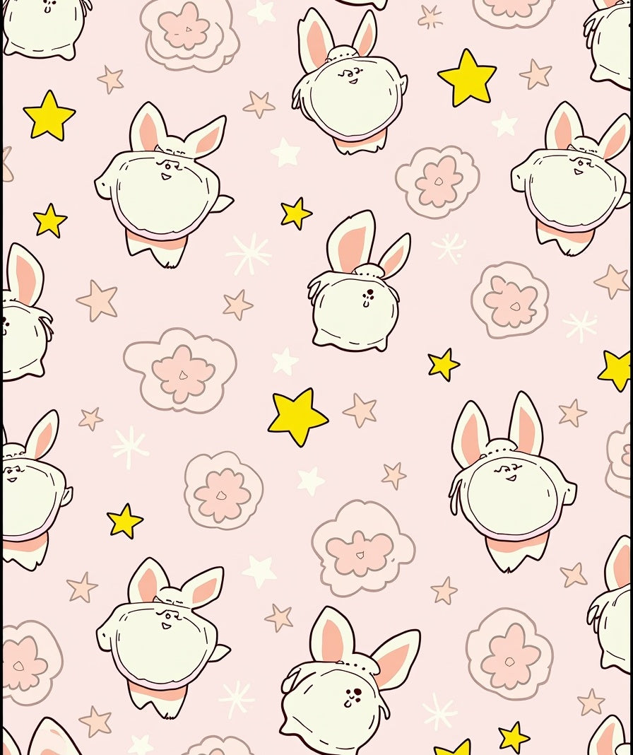 Pink Bunny Clouds Star Whimsy Rug