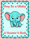 Cute Aqua Elephant Lullaby Border Rug