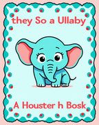 Cute Aqua Elephant Lullaby Border Rug