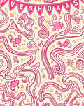 Whimsical Pink Swirls Starry Delight Rug