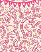 Whimsical Pink Swirls Starry Delight Rug