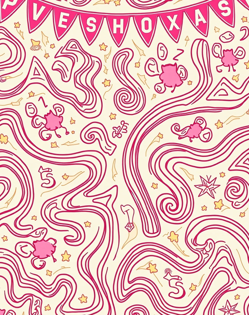 Whimsical Pink Swirls Starry Delight Rug