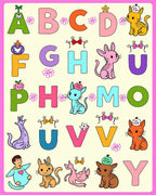 Playful Alphabet Characters Cute Animal Rug