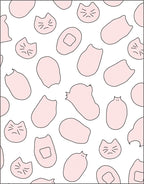 Playful Pink Kitty Faces Scattered Shapes Rug