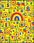 Primary Yellow Red Blue Abstract Collage Rug