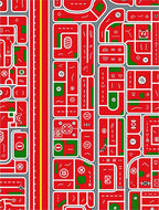 Red Urban Street Cityscape Rug