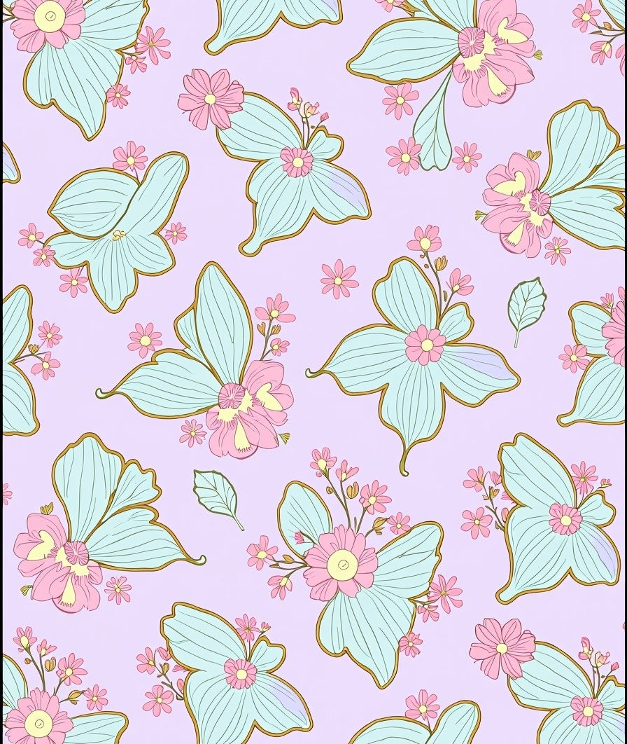 Pastel Lavender Butterfly Floral Array Rug