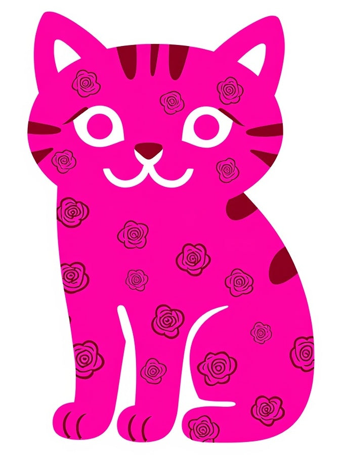 Hot Pink Feline Rose Medallion Rug