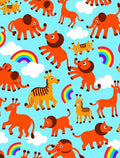 Cute Orange Animal Rainbow Sky Rug