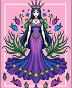 Royal Purple Queen with Starry Skirt Rug