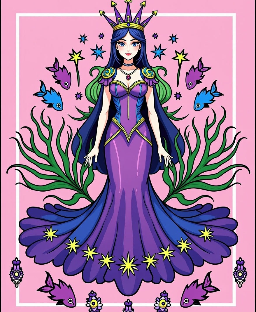 Royal Purple Queen with Starry Skirt Rug