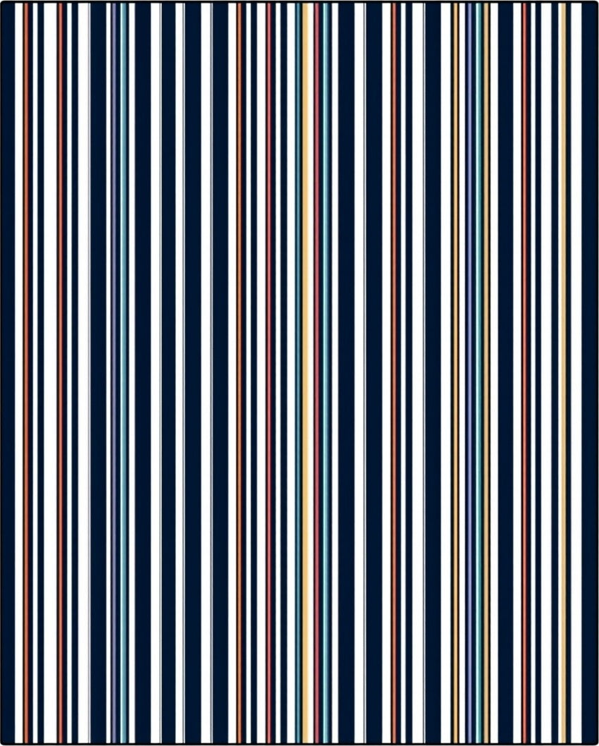 Modern Navy Blue Multicolor Striped Rug