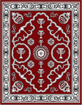 Crimson White Trophy Floral Border Rug