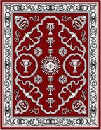 Crimson White Trophy Floral Border Rug
