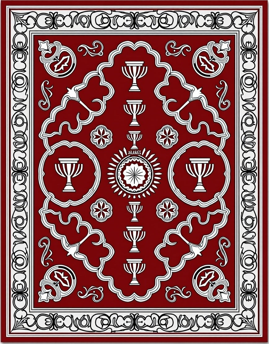 Crimson White Trophy Floral Border Rug