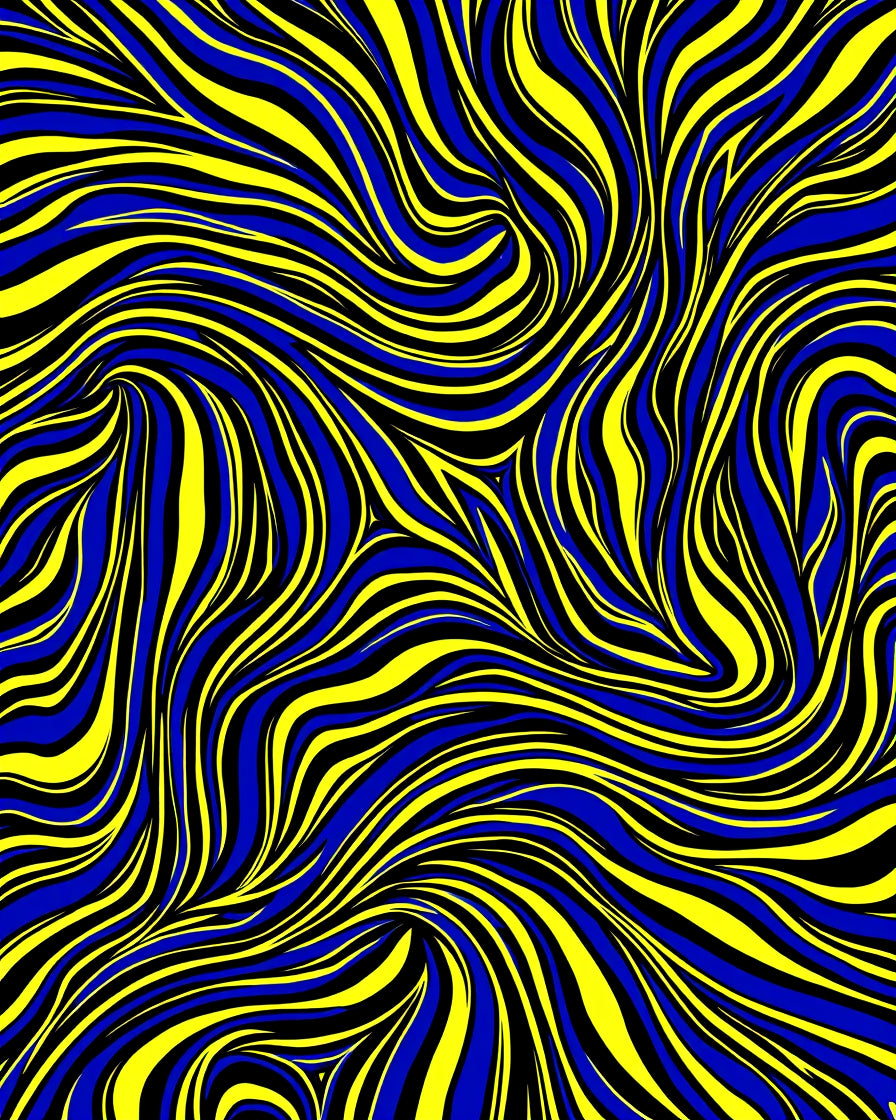 Vibrant Blue Yellow Swirl Rug