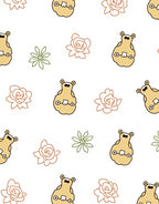 Tan Grotesque Floral Scatter Rug