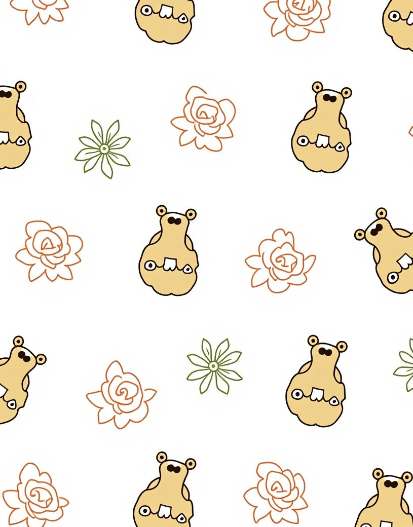 Tan Grotesque Floral Scatter Rug