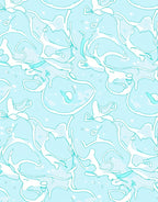Arctic White Blue Swirl Abstract Rug