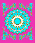 Vibrant Teal Sunburst Swirl Rug