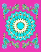 Vibrant Teal Sunburst Swirl Rug