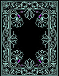 Art Nouveau Floral Frame Black Rug