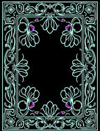 Art Nouveau Floral Frame Black Rug