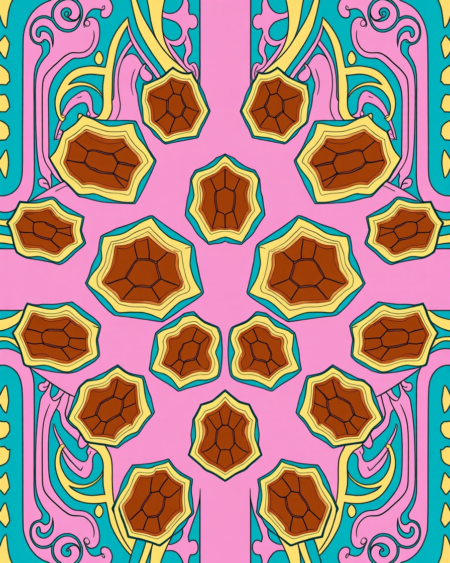 Psychedelic Pink Turtle Shell Swirls Rug