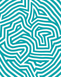 Teal White Interlocking Geometric Maze Rug