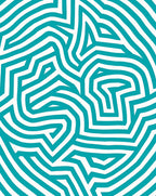 Teal White Interlocking Geometric Maze Rug