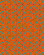 Orange Teal Geometric Abstract Squares Rug