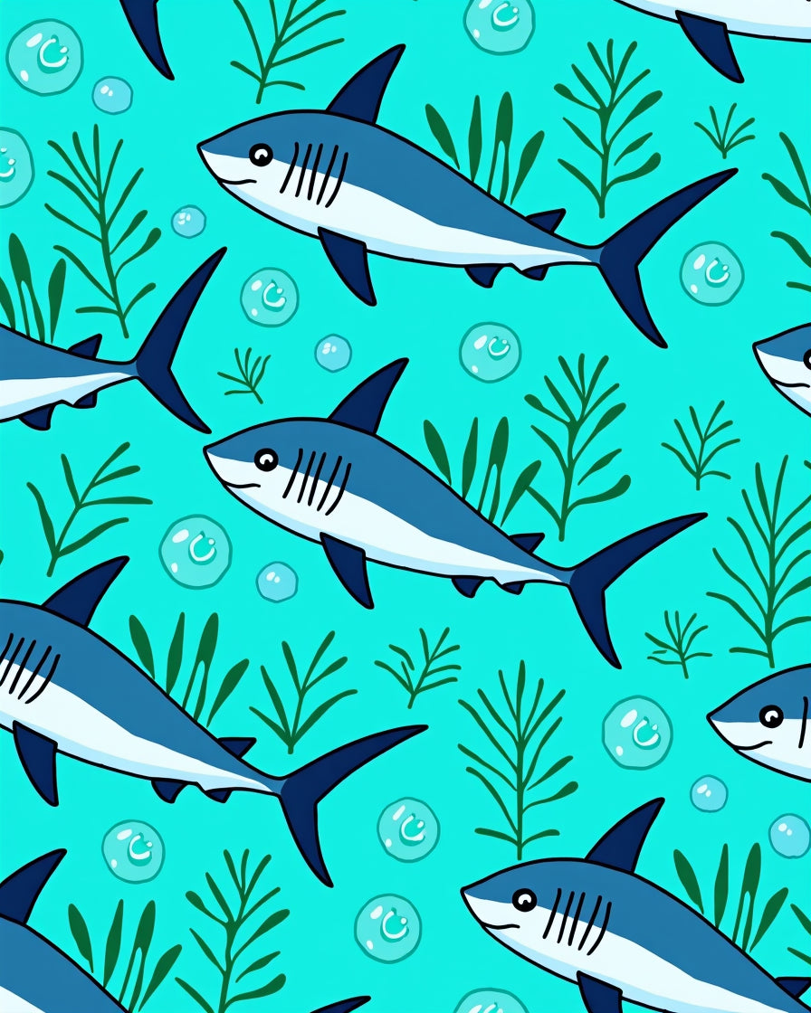Cute Blue Sharks Underwater Sea Life Rug