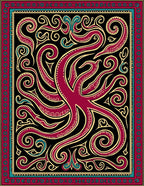 Maroon Octopus Swirl Tribal Rug