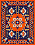 Vibrant Orange Cobalt Starburst Medallion Rug