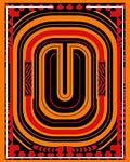 Bold Orange Red Archway Art Rug