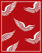 Crimson Wings Floating Across Red Field Rug