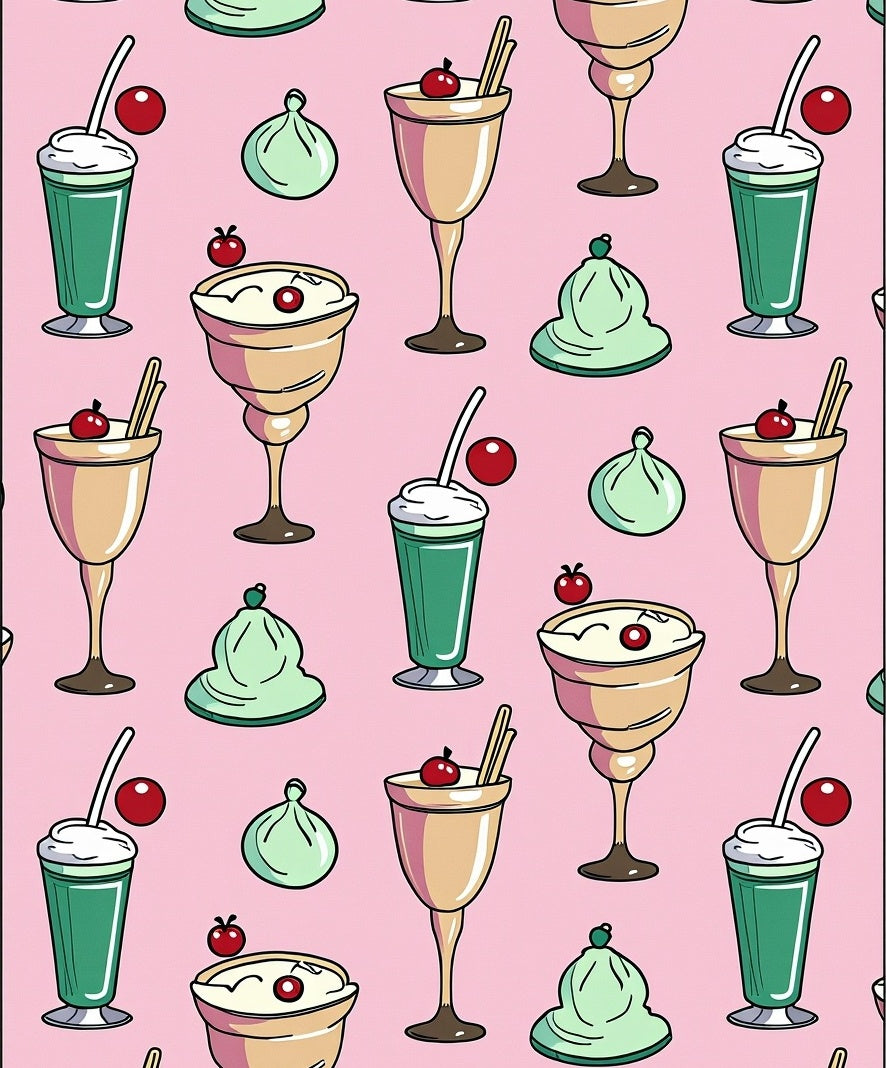 Pastel Pink Creamy Drinks Cherries Rug
