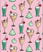 Pastel Pink Creamy Drinks Cherries Rug
