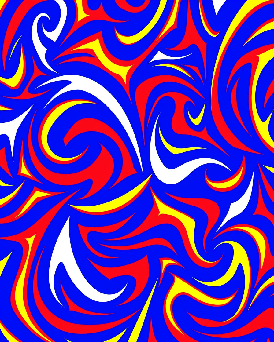 Bold Blue Red Yellow Swirls Rug